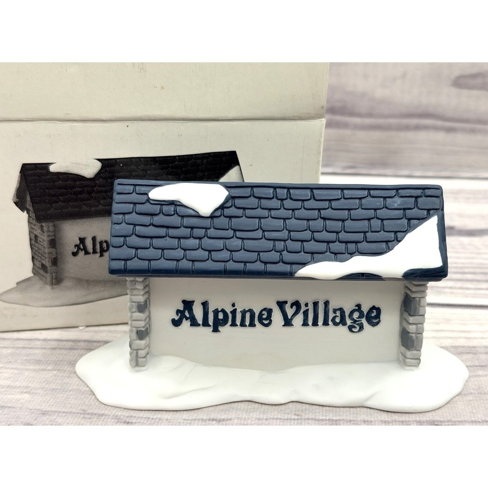 DEPT 56 THE HERITAGE VILLAGE COLLECTION ALPINE VILLAGE SIGN - RETIRED
